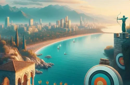 the city of Antalya, known for its stunning Mediterranean coastline and the Kursunlu Archery Range