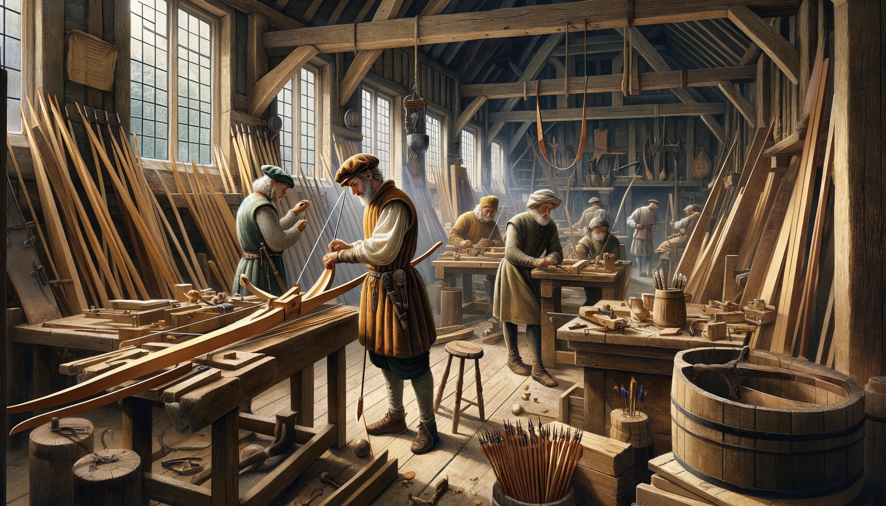 bowyers, the skilled artisans who crafted English longbows during the Hundred Years' War