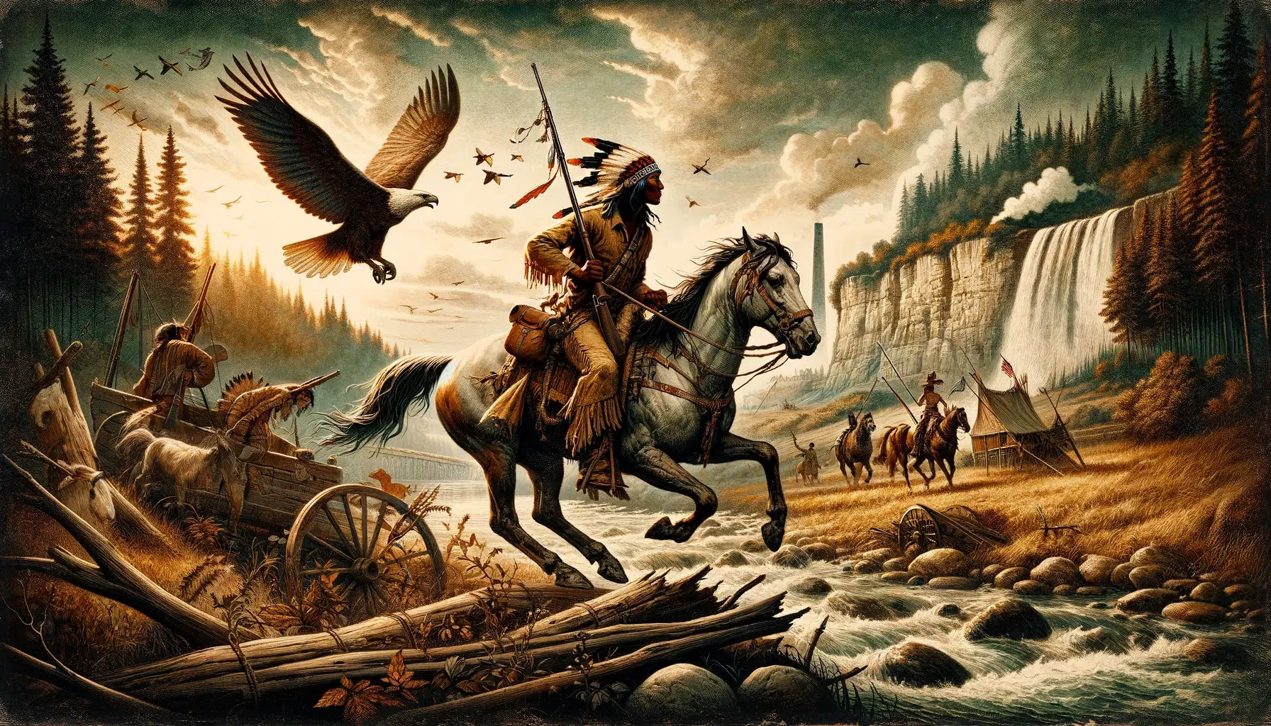 Tecumseh's early life and his path to becoming a warrior is now ready. It visually narrates the challenges and experiences that shaped him within the context of the Shawnee tribe, set against the backdrop of the American Revolutionary War and frontier conflicts