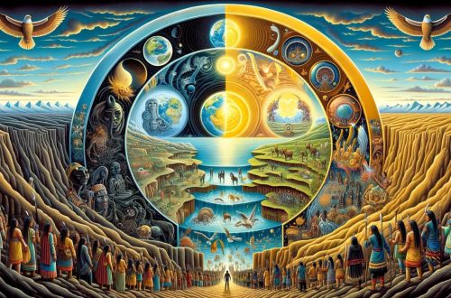 the Navajo creation story, Diné Bahaneʼ, and captures the journey through the sacred worlds