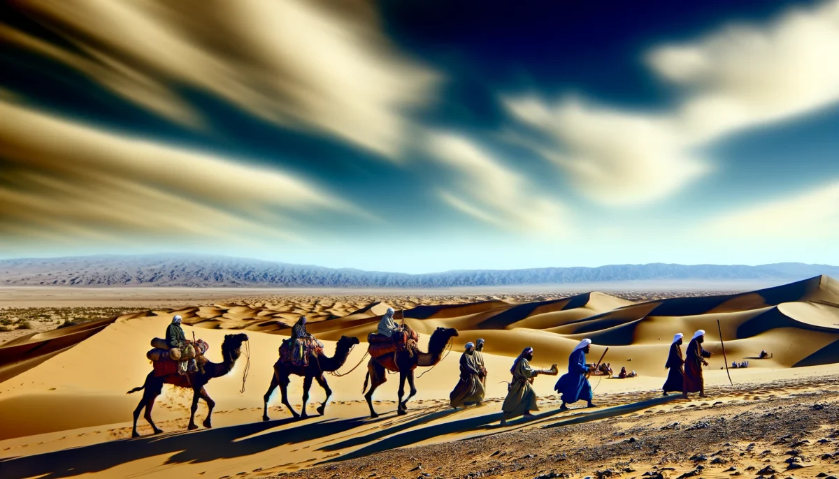 the Saracens' pre-Islamic nomadic lifestyle, highlighting their engagement in trade and raiding across harsh desert landscapes