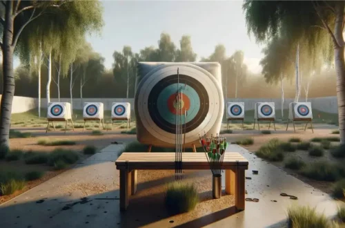 showcasing the importance and setup of an archery backstop in a practice area