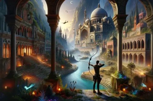 "Archery World Tour," capturing the essence of traveling virtually around the world to face archery challenges in various iconic locations