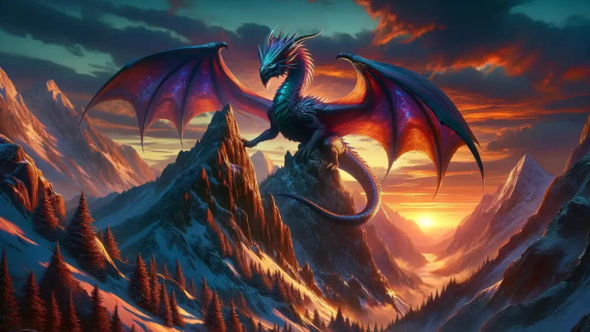 dragon on top of mountain