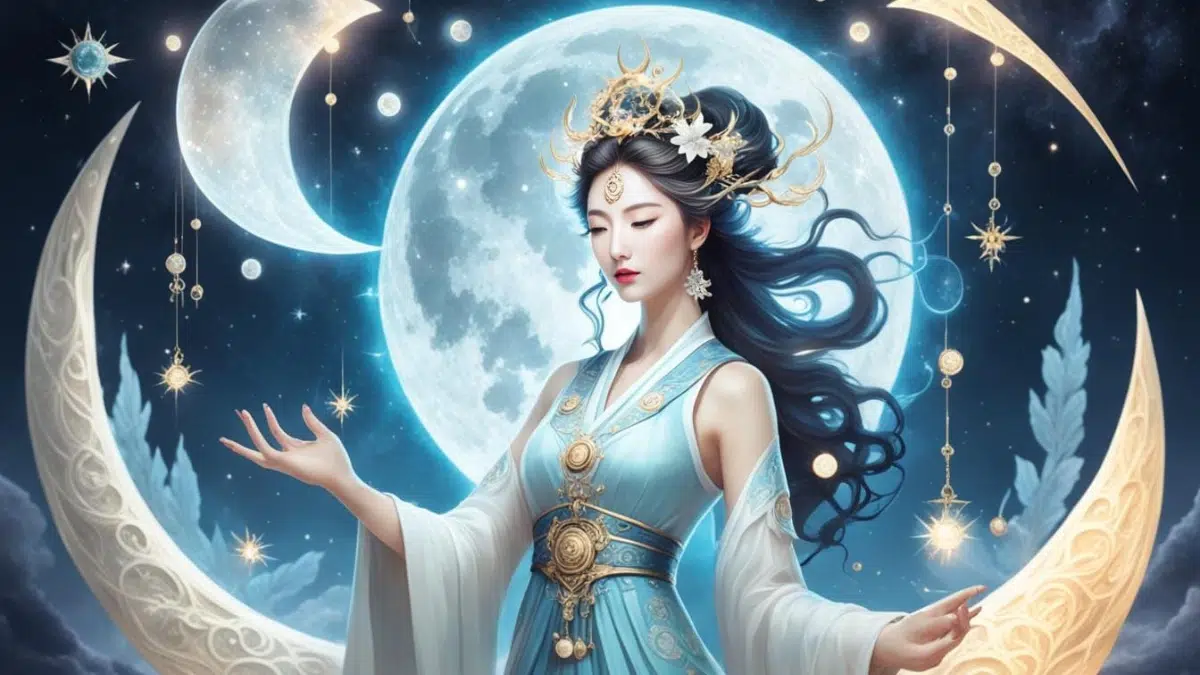 Dalnim enchants the night sky as the revered moon goddess
