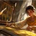 a young woman Arachne the weaver