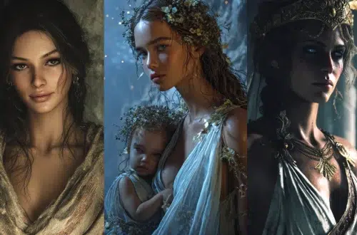 three images of Greek women who had children with Zeus