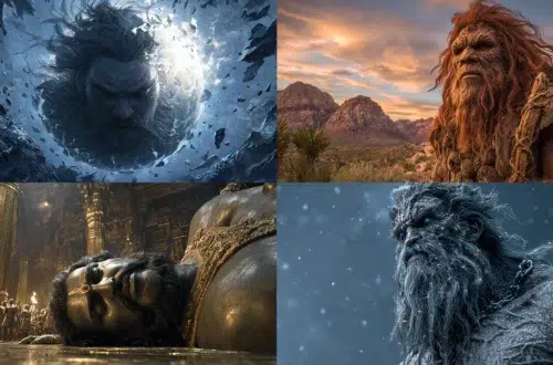 banner of four images of giants in various mythologies