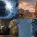 banner of four images of giants in various mythologies